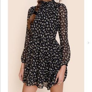 Floral mock neck mini dress